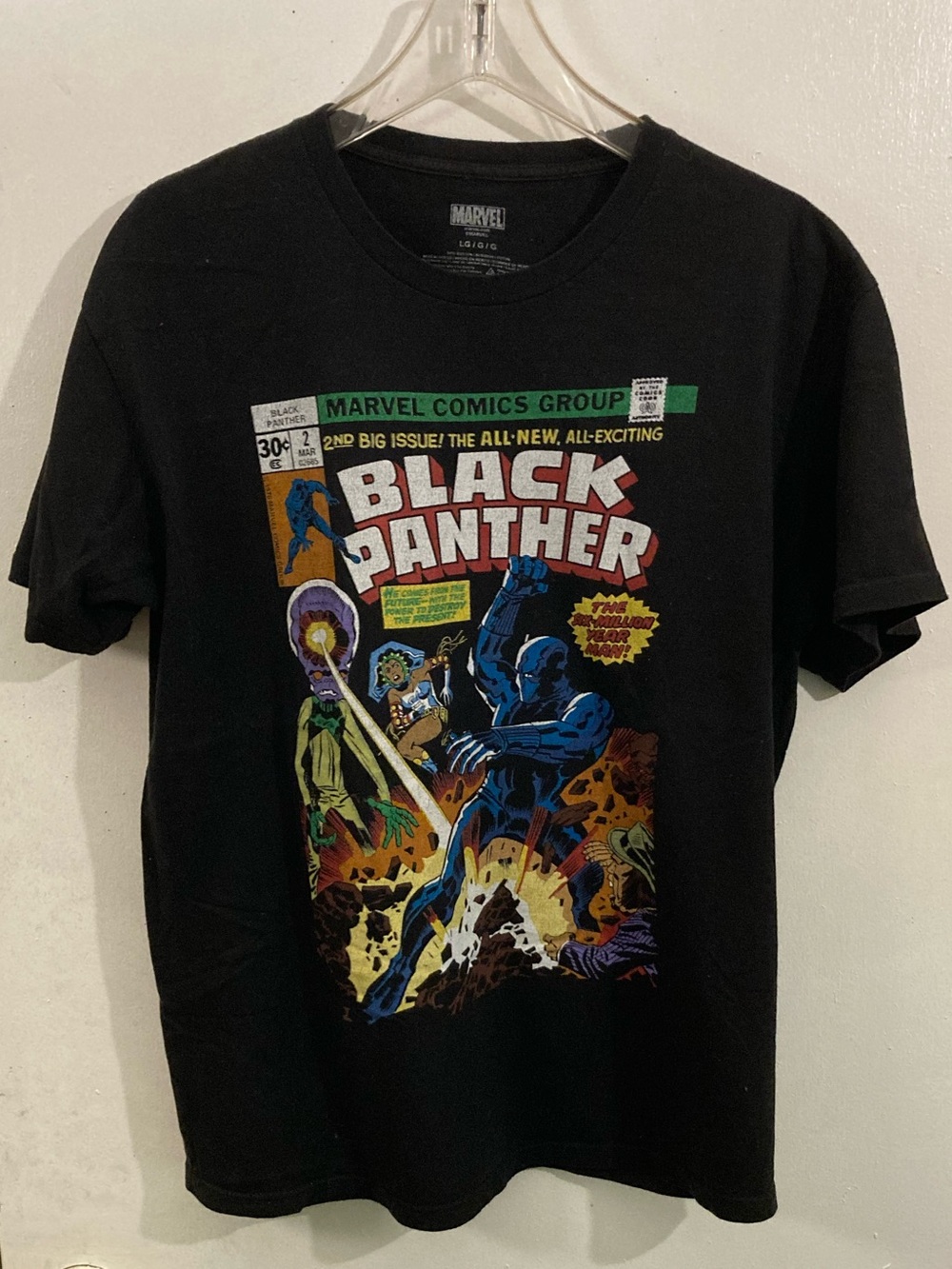 Marvel Black Panther Comic Cover Tee - Black with Multicolor Print